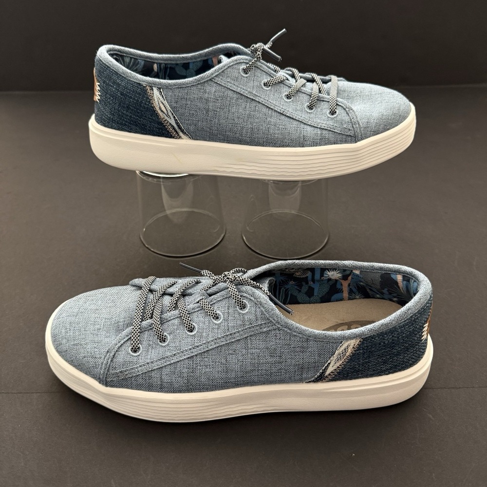 Hey Dude Linen Cody Craft Sneaker Shoe Women US 10 Lace Up Casual Blue Western